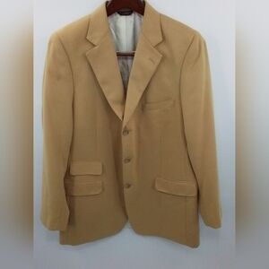 Bill Blass Tan SUEDE LIKE Blazer Three Button Sports Coat Sz 43L